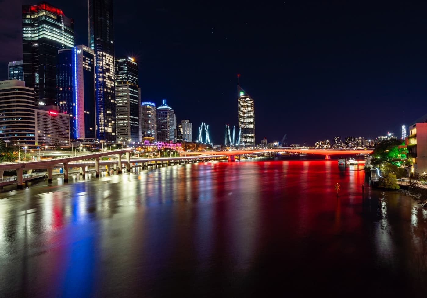 Brisbane city skyline at night, Queensland, Australia