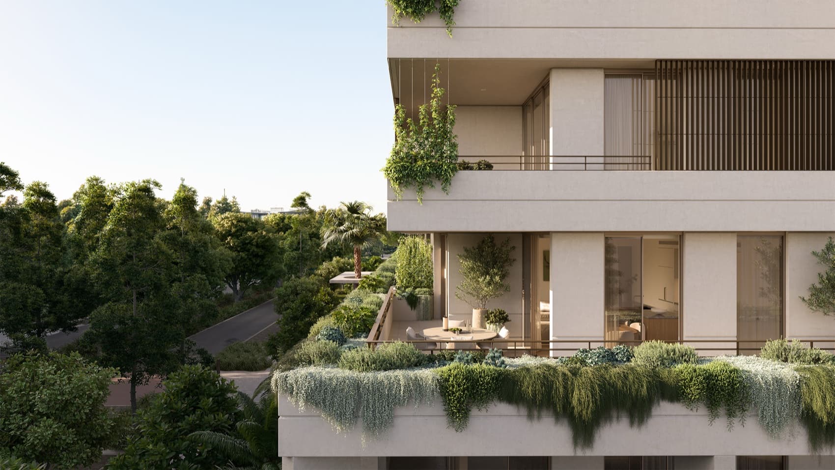 Architectural render of a RiverGreen residence terrace overlooking the Northshore precinct in Brisbane
